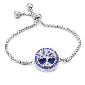 Color Rhinester Tree Of Life Bracelet Stainless Steel Essential Oil Diffuser Case (Color: Color3)